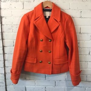 Banana Republic Orange Blazer Crop Pea Coat Small